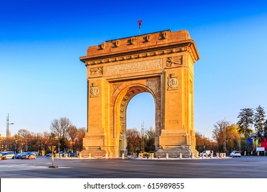 Bucharest, Romania. Arcul de Triumf ( Arch of Triumph ) is a triumphal arch located in the northern part of Bucharest, on the Kiseleff Road.