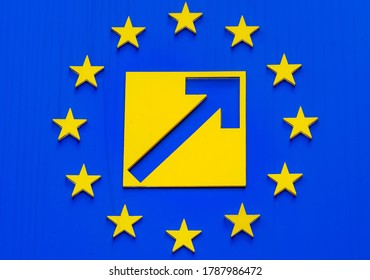 Bucharest, Romania - August 02, 2020: The Logo Of The National Liberal Party, At The Party's Headquarters.