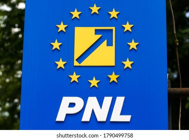 Bucharest, Romania - August 02, 2020: The Logo Of The National Liberal Party, At The Party's Headquarters.