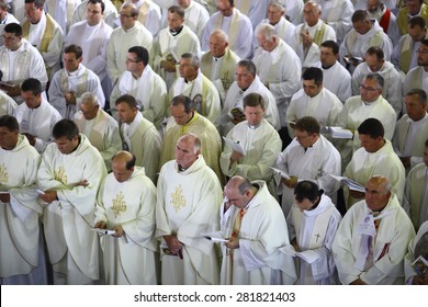 Bucharest, Romania - August 31, 2013: Catholic Priests Attend A Beatification Ceremony.