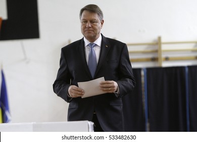 BUCHAREST, ROMANIA - DECEMBER 11, 2016: Romanian President Klaus Iohannis Casts His Vote In Parliamentary Elections.