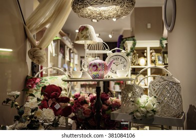 Bucharest, Romania - February 23, 2016: Showcase Of A Home And Decoration Store In Bucharest.