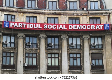 BUCHAREST, ROMANIA - FEBRUARY 6, 2013: The Romanian Social Democratic Party Office In Bucharest City, Romania   