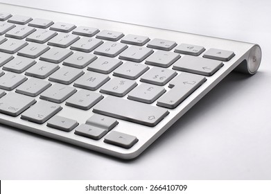 BUCHAREST, ROMANIA - JAN 7, 2015 Close Up Of The Typical Mac Keyboard Of An Apple Wireless Computer