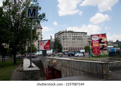 BUCHAREST, ROMANIA - JUN 12, 2014: Entrance To Undergorund Metro Station 