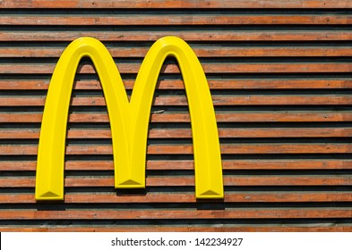 BUCHAREST, ROMANIA - JUNE 14: McDonald's Sign on June 14, 2013 in Bucharest, Romania. McDonald's Corporation is the world's largest chain of fast food restaurants.