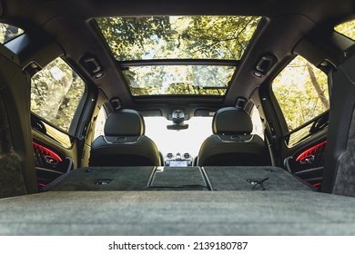 Bucharest, Romania - June 25 2020: BENTLEY Bentayga V8 SUV Sunroof View