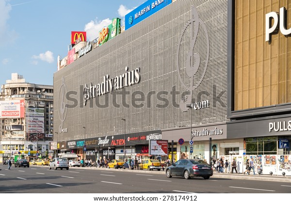 BUCHAREST, ROMANIA\
- MAY 15, 2015: Unirea Mall Shopping Center (Magazinul Unirea)\
opened in 1976 and enlarged in 1989 was the largest department\
store in Communist\
Romania.