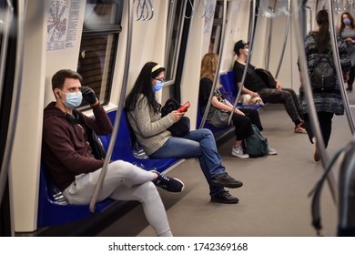 BUCHAREST, ROMANIA - MAY 15, 2020: Subway scene with daily life during the corona virus pandemic in Bucharest. - Shutterstock ID 1742369168