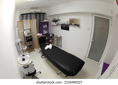 BUCHAREST, ROMANIA - Nov 10, 2013: The Interior Of The Massage Room, Massage Table In The Spa, Skin Treatment 