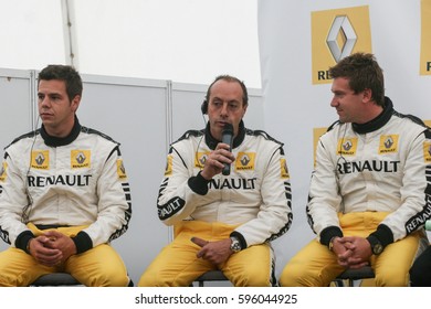 Bucharest, Romania, October 10, 2009: Pilots From The Renault Team Participate At A Press Conference On The Occasion Of Renault Road Show Held In Bucharest. 