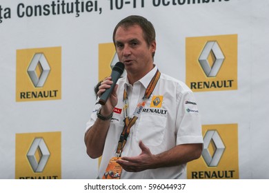 Bucharest, Romania, October 10, 2009: An Official From Renault Group Speaks In A Press Conference On The Occasion Of Renault Road Show Held In Bucharest. 