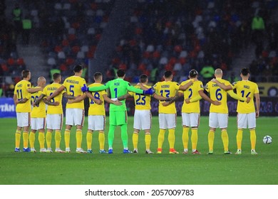 BUCHAREST, ROMANIA - OCTOBER 11, 2021: The National Team Of Romania Before The FIFA World Cup Qatar 2022 Qualification Football Match Between Romania And Armenia.