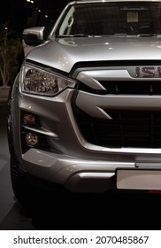 Bucharest, Romania, October 15-2021: Isuzu presented at SAB and accessory 2021, car front