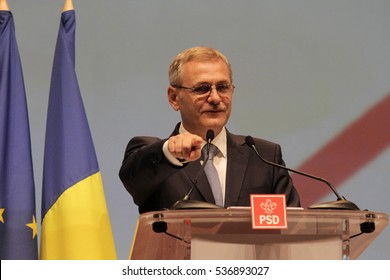 BUCHAREST, ROMANIA - October 18, 2015: Liviu Dragnea, President Of Social Democrat Party Speaks At The National Congress.