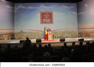 BUCHAREST, ROMANIA - October 18, 2015: Liviu Dragnea, President Of Social Democrat Party Speaks At The National Congress.