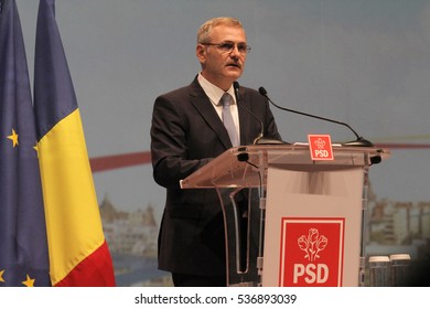 BUCHAREST, ROMANIA - October 18, 2015: Liviu Dragnea, President Of Social Democrat Party Speaks At The National Congress.