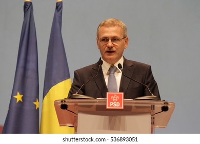 BUCHAREST, ROMANIA - October 18, 2015: Liviu Dragnea, President Of Social Democrat Party Speaks At The National Congress.