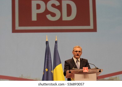 BUCHAREST, ROMANIA - October 18, 2015: Liviu Dragnea, President Of Social Democrat Party Speaks At The National Congress.