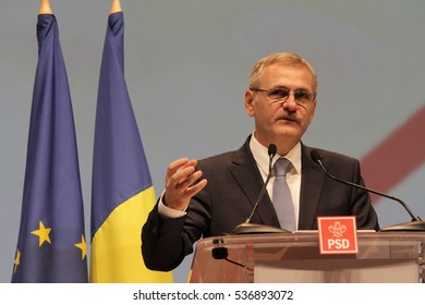 BUCHAREST, ROMANIA - October 18, 2015: Liviu Dragnea, President Of Social Democrat Party Speaks At The National Congress.