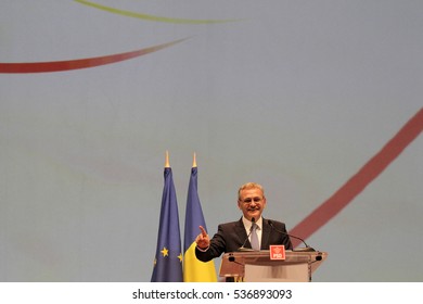 BUCHAREST, ROMANIA - October 18, 2015: Liviu Dragnea, President Of Social Democrat Party Speaks At The National Congress.