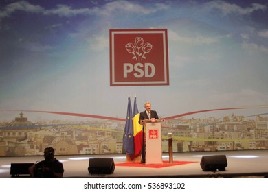 BUCHAREST, ROMANIA - October 18, 2015: Liviu Dragnea, President Of Social Democrat Party Speaks At The National Congress.