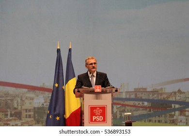 BUCHAREST, ROMANIA - October 18, 2015: Liviu Dragnea, President Of Social Democrat Party Speaks At The National Congress.