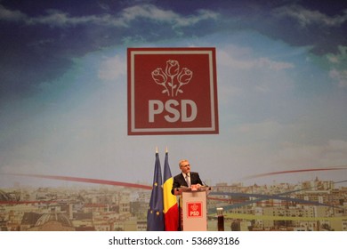 BUCHAREST, ROMANIA - October 18, 2015: Liviu Dragnea, President Of Social Democrat Party Speaks At The National Congress.