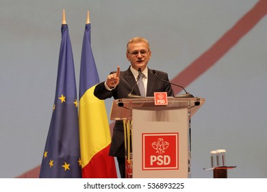 BUCHAREST, ROMANIA - October 18, 2015: Liviu Dragnea, President Of Social Democrat Party Speaks At The National Congress.