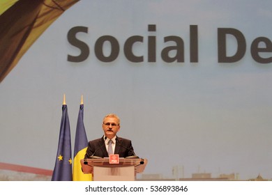 BUCHAREST, ROMANIA - October 18, 2015: Liviu Dragnea, President Of Social Democrat Party Speaks At The National Congress.