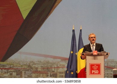 BUCHAREST, ROMANIA - October 18, 2015: Liviu Dragnea, President Of Social Democrat Party Speaks At The National Congress.