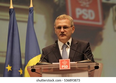 BUCHAREST, ROMANIA - October 18, 2015: Liviu Dragnea, President Of Social Democrat Party Speaks At The National Congress.