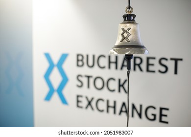 Bucharest, Romania - October 4, 2021: Bucharest Stock Exchange Logo And Opening Bell.