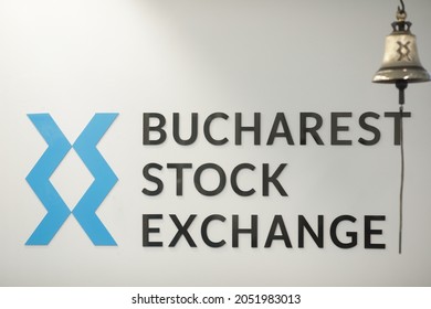 Bucharest, Romania - October 4, 2021: Bucharest Stock Exchange Logo And Opening Bell.