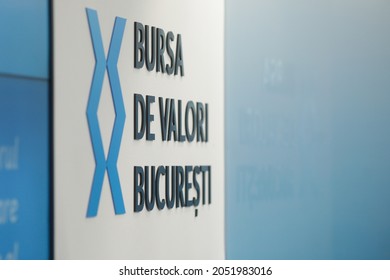 Bucharest, Romania - October 4, 2021: Bucharest Stock Exchange Logo And Opening Bell.