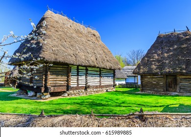 Bucharest, Romania. Old Traditional House In The Village Museum.