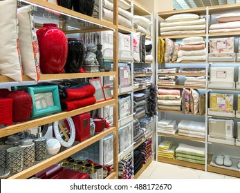 BUCHAREST, ROMANIA - SEPTEMBER 01, 2016: Home Decorations For Sale In Home Appliances Decoration Store.