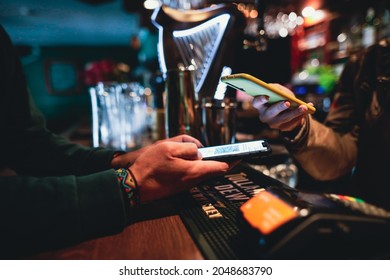 Bucharest, Romania - September 23, 2021: Shallow Depth Of Field (selective Focus) Image With A Restaurant Client Showing A Covid-19 Certificate From A Mobile Phone To An Employee.