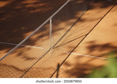 Bucharest, Romania - September 27, 2021: Clay Tennis Court Seen From Above, In Bucharest.