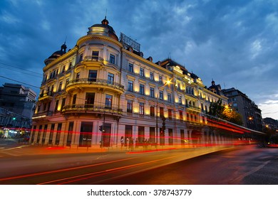 Bucharest At Sunset. Calea Victoriei Street