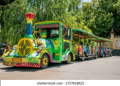 Bucharest/Romania - 03.06.2020: Train ride for kids in  Children's world park in Bucharest.