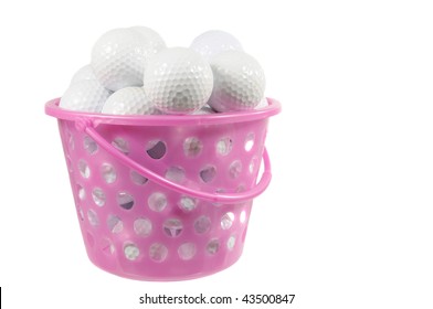 Bucket With Golf Balls Isolated On White