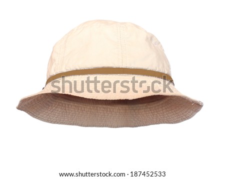 Bucket hat for outdoor activities. Hat in position for easy face insert.