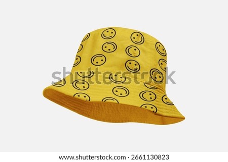 Bucket Hat With Smiley Pattern Mockup Isolated Background