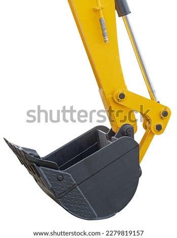 bucket of a modern excavator on a white background