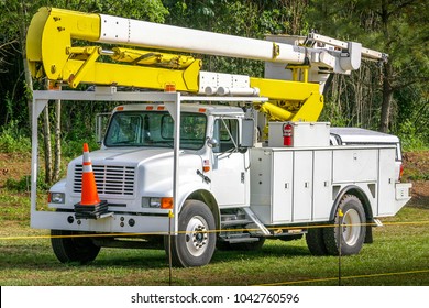 A Bucket Truck Used For Electric Utility Duty.