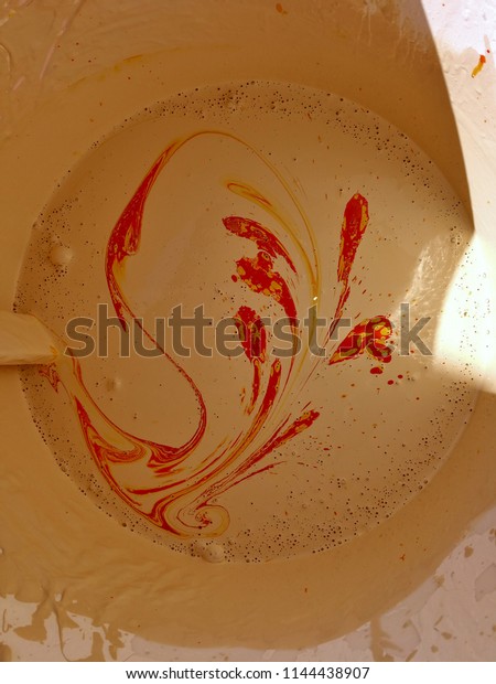 Bucket Washable Wall Paint Added Concentrated Stock Photo