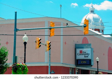 Buckhannon, Upshur County, West Virginia, USA, Digital Clock Display, Courthouse Dome, July 14, 2009