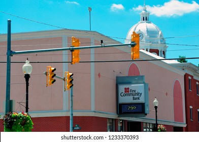 Buckhannon, Upshur County, West Virginia, USA, Digital Clock Display, Courthouse Dome, July 14, 2009