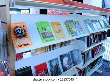 Buckingham, Buckinghamshire, UK 27.10.2018 - Books On A Shelf In Library 